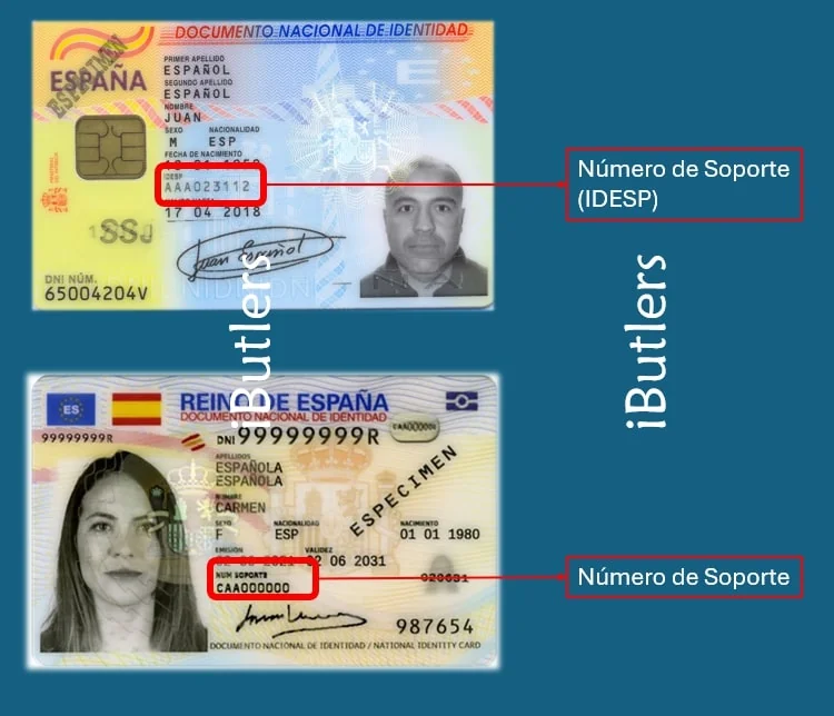 Support number on the electronic DNI