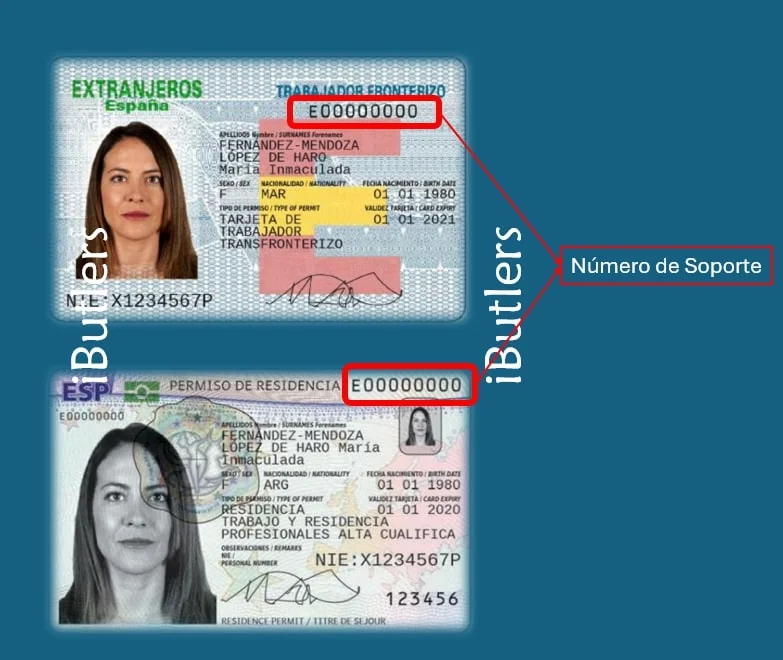 Document support number on the NIE