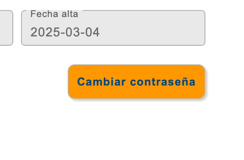 Entity details with the ‘Cambiar contraseña’ button.