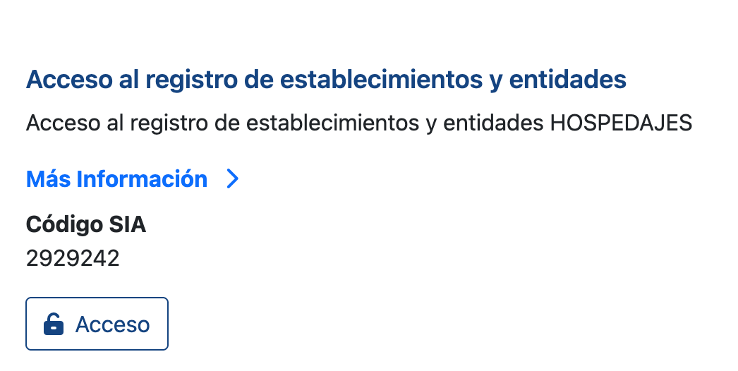Procedure details with SIA code 2929242 and the ‘Acceso’ button.