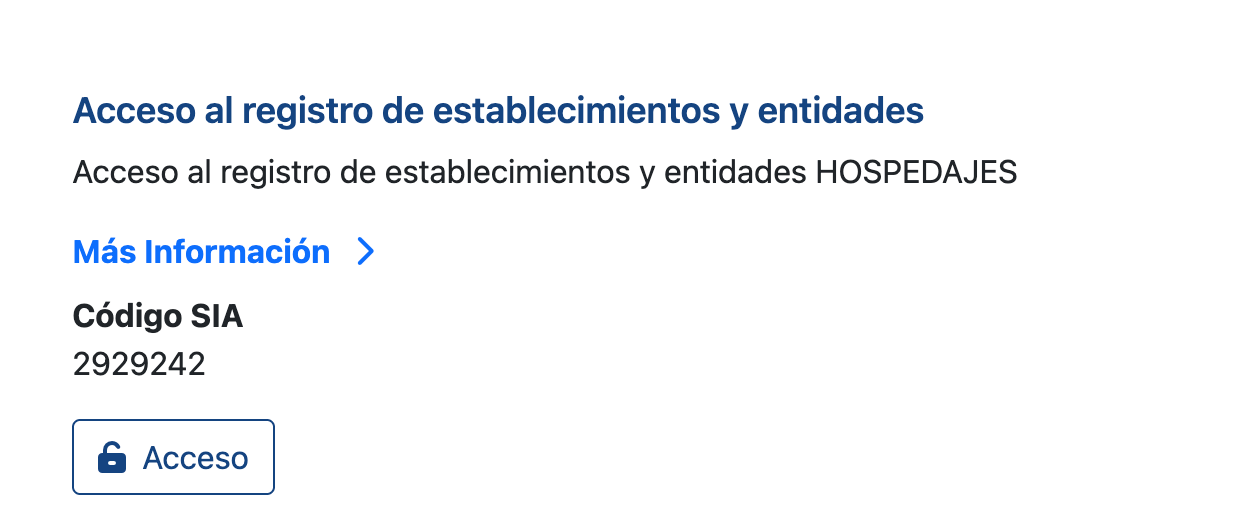 Access to the SES Hospedajes register of establishments and entities.