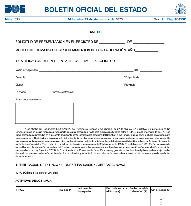 Letting information return form published in the BOE.