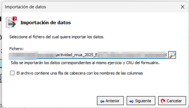 N2 wizard for selecting the file to import.