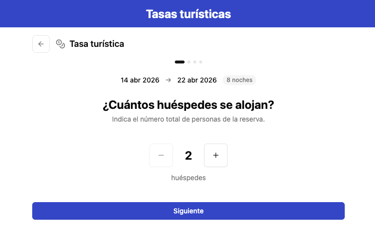 Step 2 of the tourist tax payment process