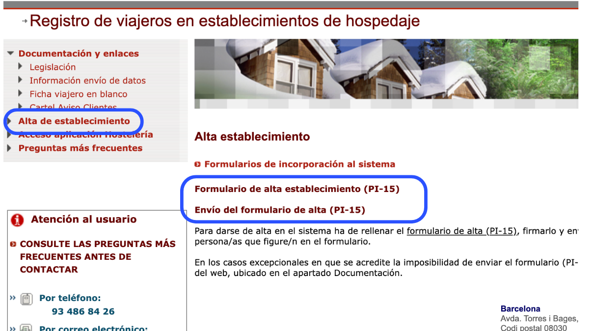 Example of the PI-15 registration process on the Mossos website